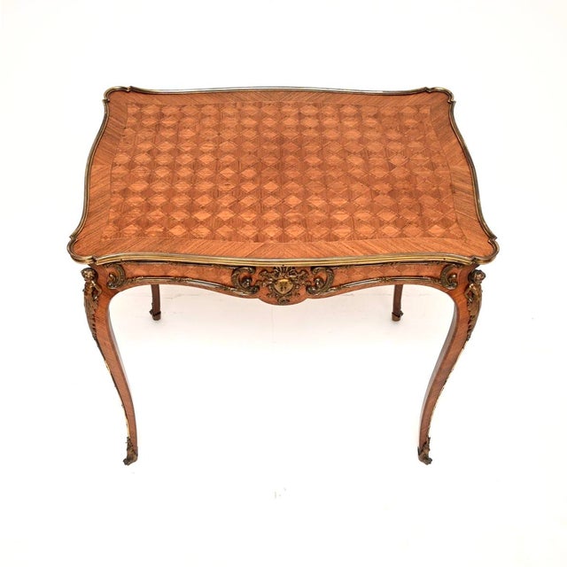 Wood Antique French Inlaid Bureau Plat Desk, 1890 For Sale - Image 7 of 11
