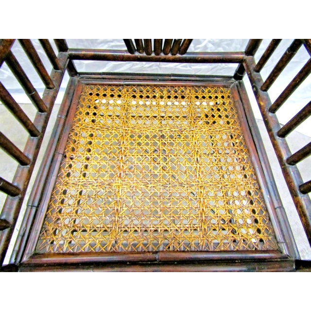 1950s Burnt Bamboo Cane Seat Dining Chairs- Set of 4 For Sale - Image 4 of 18