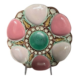 Antique English Minton Majolica Oyster Plate For Sale