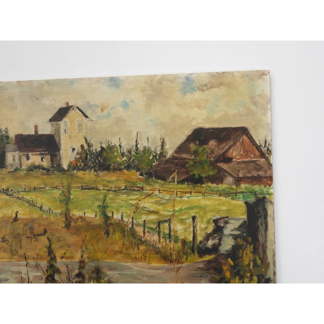 1962 White Farm Olympic Peninsula Washington Landscape Painting For Sale - Image 4 of 7