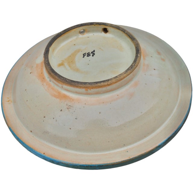 Late 19th Century Moorish Blue & Orange Judaica Ceramic Plate For Sale - Image 10 of 10