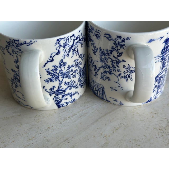 Tiffany & Co. Mugs - Scenes of New York Toile Blue and White, Pair For Sale - Image 10 of 10