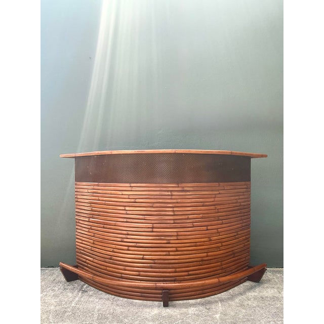 Paul Frankl Vintage Bent Rattan Boomerang Dry Bar For Sale - Image 4 of 12