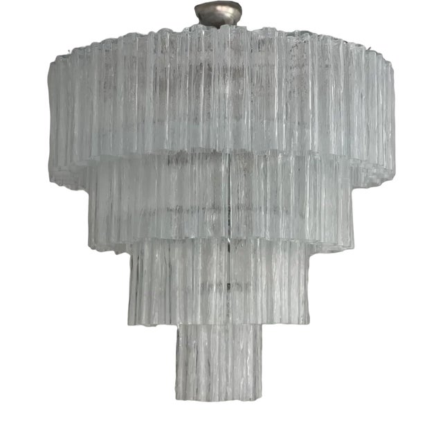 Large Mid-Century Murano Tubular Chandelier For Sale