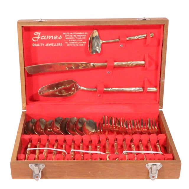 Bronze Mid 20th Century Hollywood Regency Vintage James Quality Jewelry Nickel Bronze Flatware - 19 Pcs For Sale - Image 8 of 8