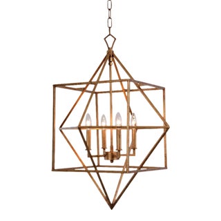 Chandelier Small Metal 4-light Modern Angular For Sale