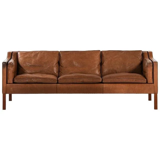 Brown Model 2213 Sofa in Teak and Leather attributed to Børge Mogensen, 1963 For Sale - Image 8 of 8