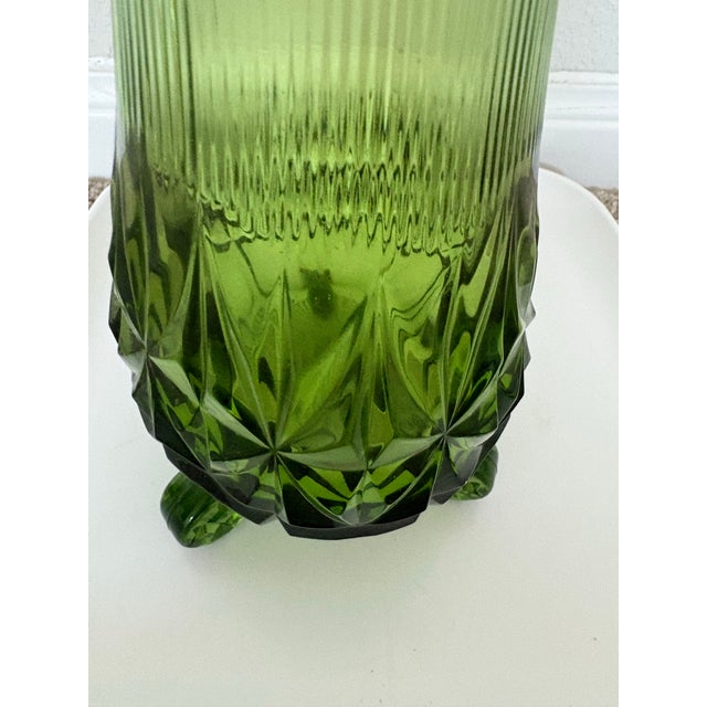 Vintage MCM L E Smith Diamond Butt 3 Wheel Green Swung Tall Vase For Sale In Houston - Image 6 of 10