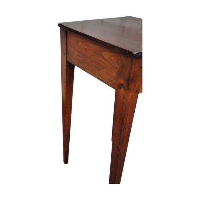 19th C Sheraton Walnut Side Table Pegged Tapered Legs New England Antique For Sale - Image 11 of 12
