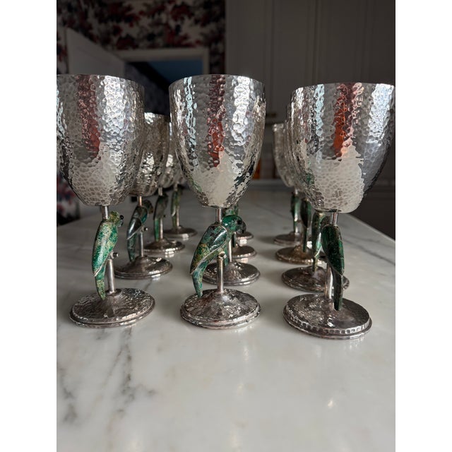 Vintage Set of 12 Los Castillo Wine Glasses, Goblets, Stemware, With Parrots For Sale - Image 14 of 14