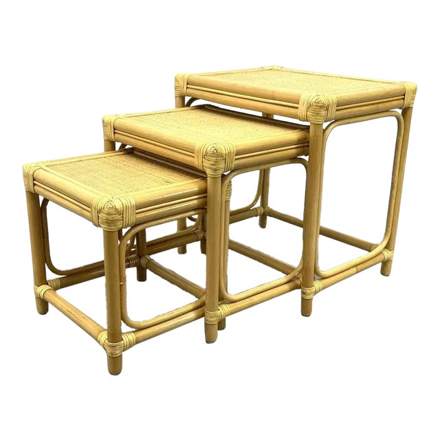 Vintage Rattan Nesting Tables, Set of 3 Chairish