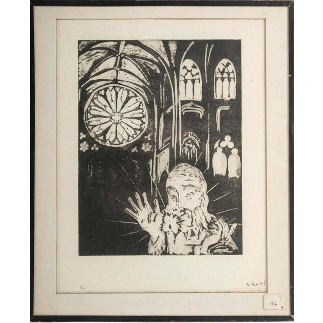 Ev Bouteil, Church Interior, Lithograph For Sale - Image 9 of 9