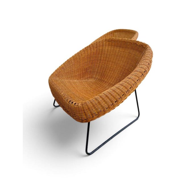 Black French Wicker Armchairs, 1960s, Set of 2 For Sale - Image 8 of 9