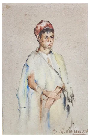 Stanisława Kraszewska-Kaniowa, Study of a Boy, 19th Century, Watercolor