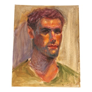 Late 20th Century Male Heady Study | Contemporary Mog Young Park Oil Painting For Sale