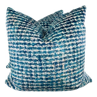 Designers Guild "Reticello Velvet" in Murrine 22" Pillows-A Pair For Sale