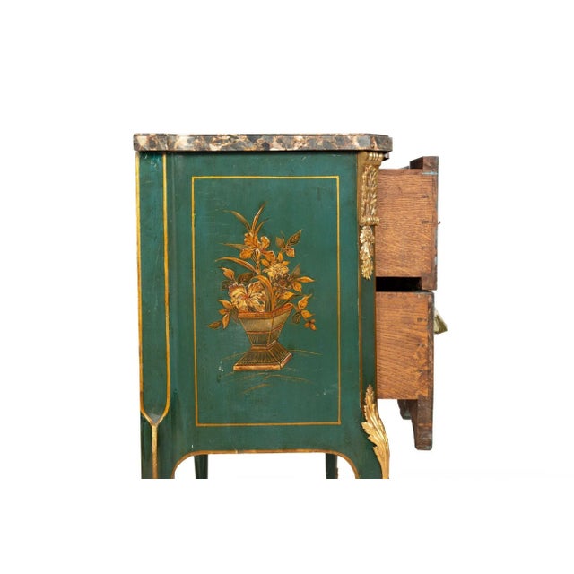 French Louis XV Style Green Chinoiserie Commode Chest of Drawers For Sale - Image 9 of 18