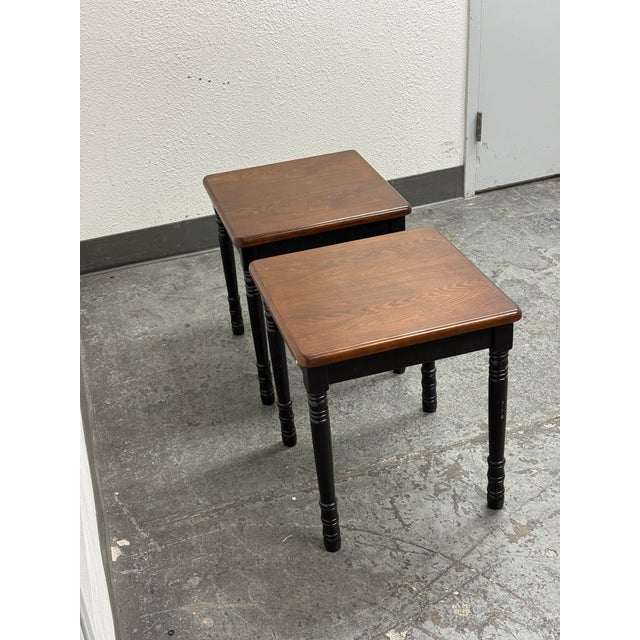 Two-Tone Side Tables, Vintage Pair For Sale - Image 4 of 12
