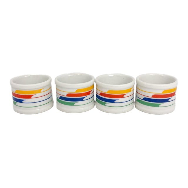 Vintage Studio Nova Hi-Fi Rainbow Ceramic Napkin Ring Holders - 4 pcs For Sale