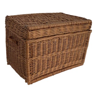 Vintage French Wicker Trunk/Basket For Sale