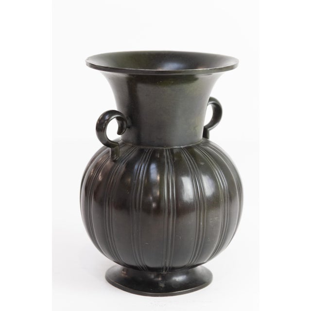 Metal Danish Art Deco Vase in Disko Metal by Just Andersen, 1930s For Sale - Image 7 of 18