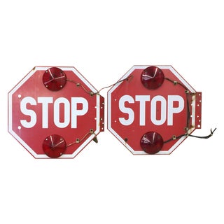 School Bus Stop Signs - A Pair For Sale