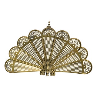 Brass Peacock Fire Screen, 1920 For Sale