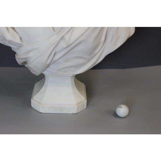 H. F. Iselin, Bust of a Woman, 1873, Carrara Marble For Sale - Image 15 of 17