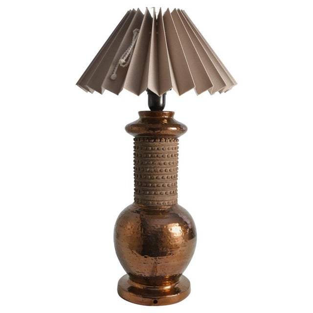 Mid-Century Modern Copper-Hued Ceramic Table Lamp by Bitossi for Bergboms, 1970s For Sale - Image 12 of 12