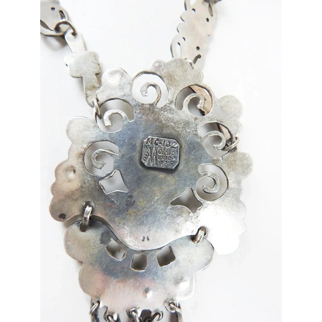 Vintage Morales Matl Style Sterling Amethyst Turquoise Coral Necklace For Sale - Image 10 of 11