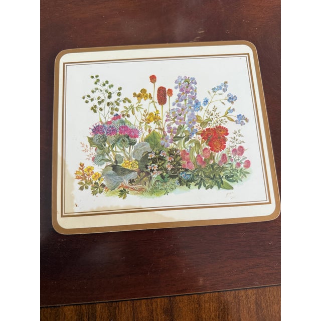 Traditional 1980s 6 Floral Cork Table Mats For Sale - Image 3 of 9