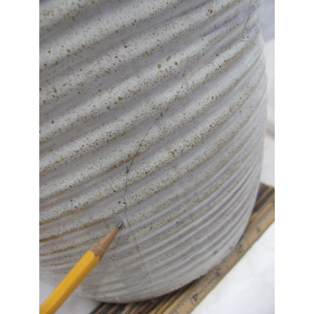 Mid 20th Century Zanesville Ovoid Ribbed Vase "Homespun" "Stoneage" 20