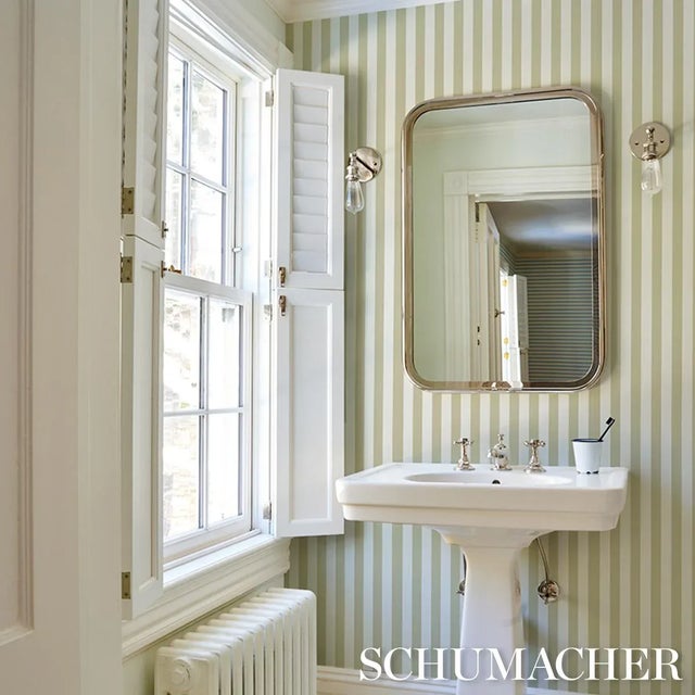 Schumacher SAMPLE - Schumacher Emma Stripe Wallpaper In Neutral For Sale - Image 4 of 4
