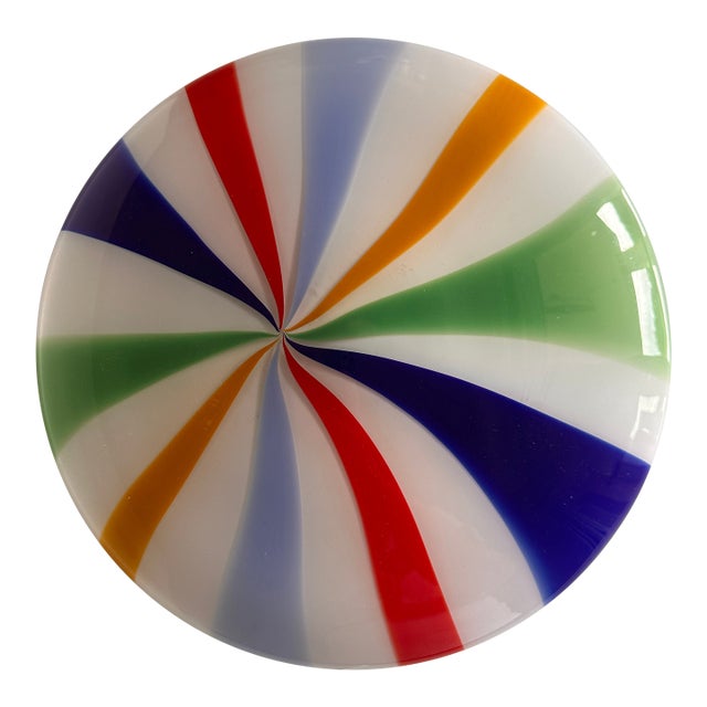 Contemporary Italian Milky-White and Multicolored Swirls Murano Glass Flush Mount or Wall Sconce For Sale