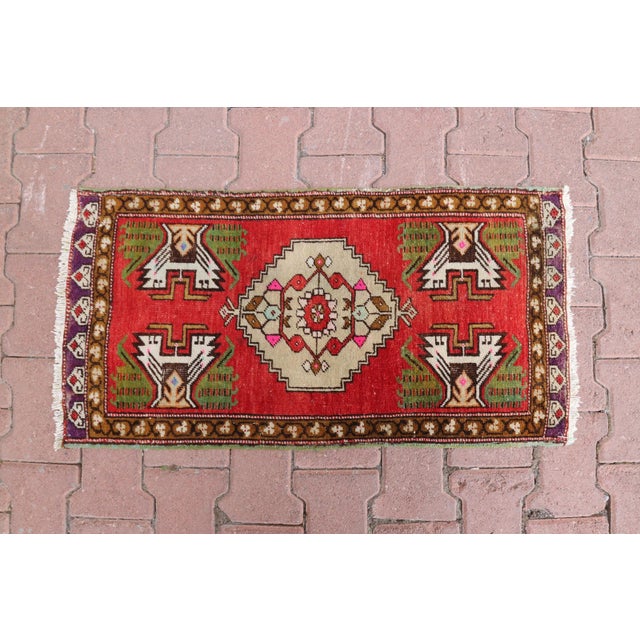 1990s Turkish Red Medallion Doormat For Sale - Image 4 of 13