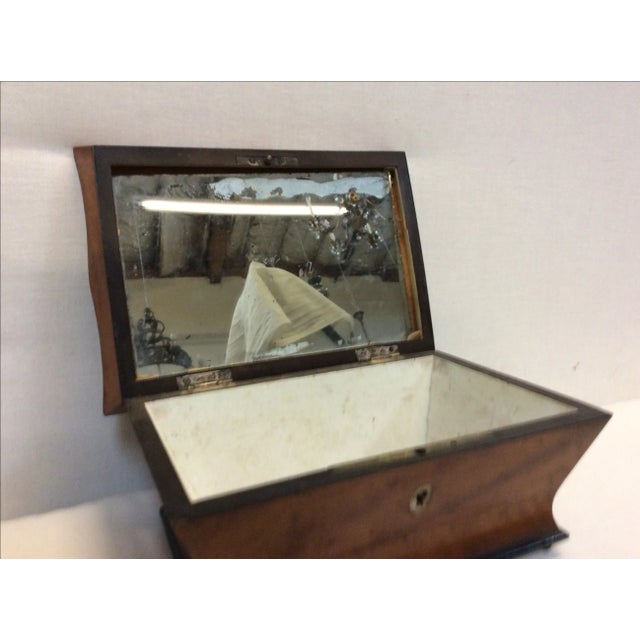 Brown Antique Box With Tack Work Decorations For Sale - Image 8 of 10