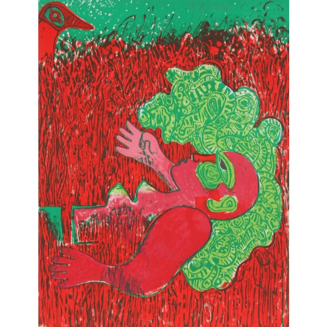 Contemporary Dans l'infinie verticalite de l'herbe la femme, Lithograph by Corneille For Sale - Image 3 of 3