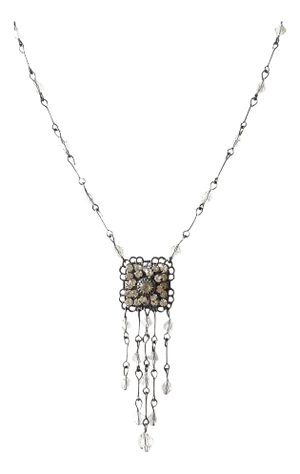 Vintage Czech Cristal Choker Necklace Gun Metal
