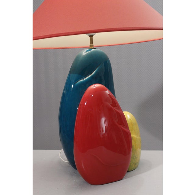 1990s Large Pebble Ceramic Table Lamp by François Chatain, France, 1990s For Sale - Image 5 of 14