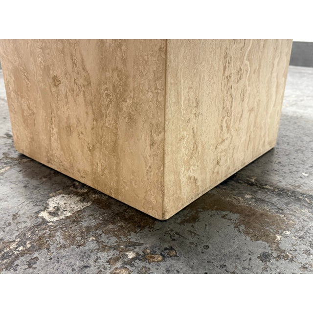 Travertine Reverse Bevel Coffee Table, Vintage For Sale - Image 11 of 12