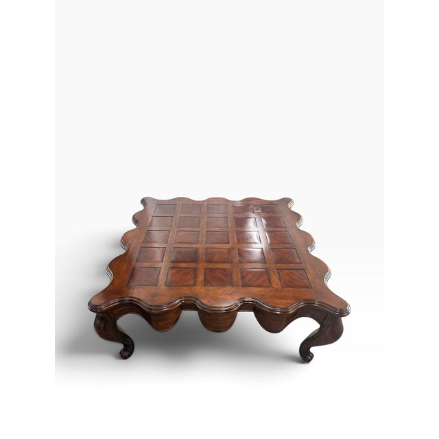 Marge Carson Oversized 57” Scalloped Square Coffee Table For Sale In Miami - Image 6 of 10
