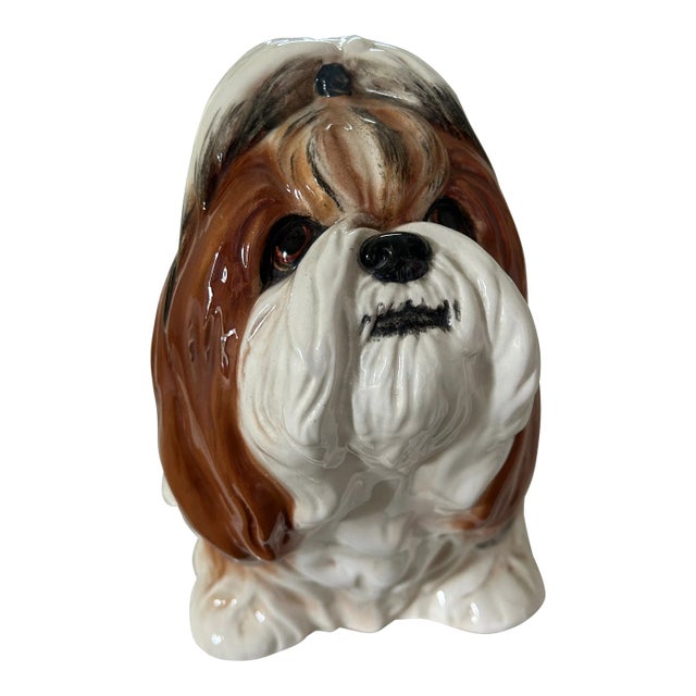 Vintage Artist Signed the Townsends Life Size Ceramic Shih Tzu Dog Figure For Sale