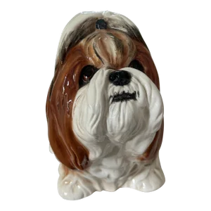 Vintage Artist Signed the Townsends Life Size Ceramic Shih Tzu Dog Figure
