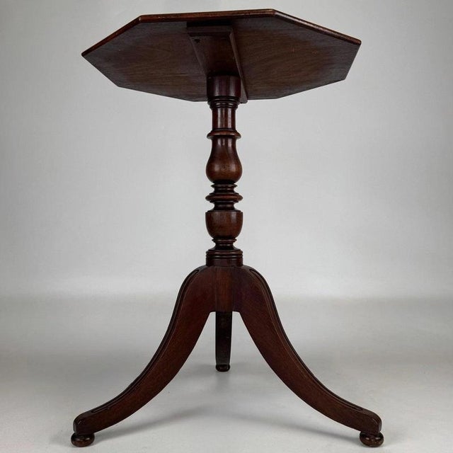 19th Century Antique English Octagonal Mahogany Tripod Side Table For Sale - Image 3 of 8