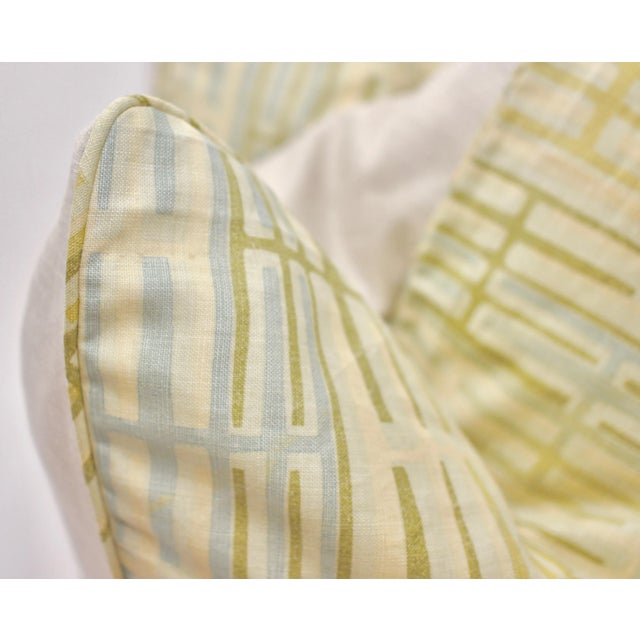 Mid-Century Modern Mid-Century Modern TylerGraphic "Trestles" Hand Blocked Square Pillows - a Pair For Sale - Image 3 of 7