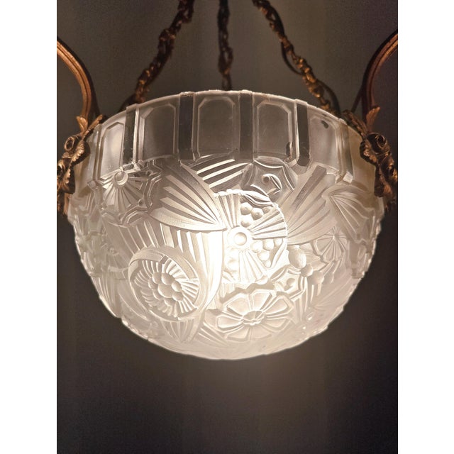 Art Deco Chandelier from Hettier & Vincent, France, 1920s For Sale - Image 4 of 11