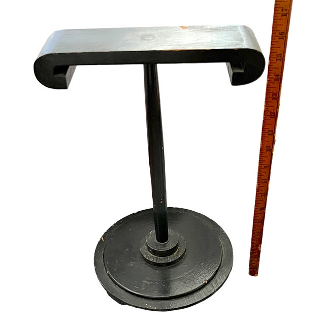 Black Early 20th Century Handmade Black Painted Wood Jewelry & Accessories Display Stand in the Style of Dorothy Draper, 16" For Sale - Image 8 of 10