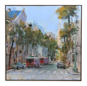 "Charleston Desire II" Contemporary American City Scene Painting, Framed