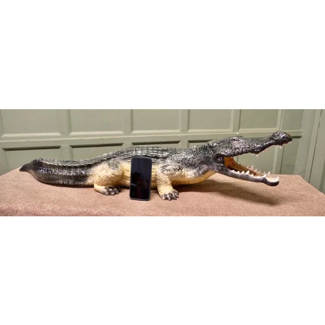 Long Italian Handmade Majolica Crocodile For Sale - Image 6 of 8