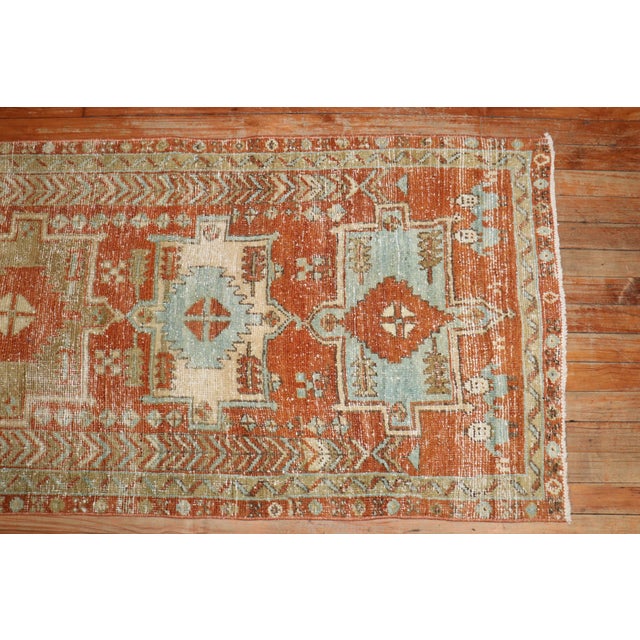 Textile Antique Zabihi Collection Persian Heriz Worn Orange Runner - 2'7" x 8'2" For Sale - Image 7 of 11